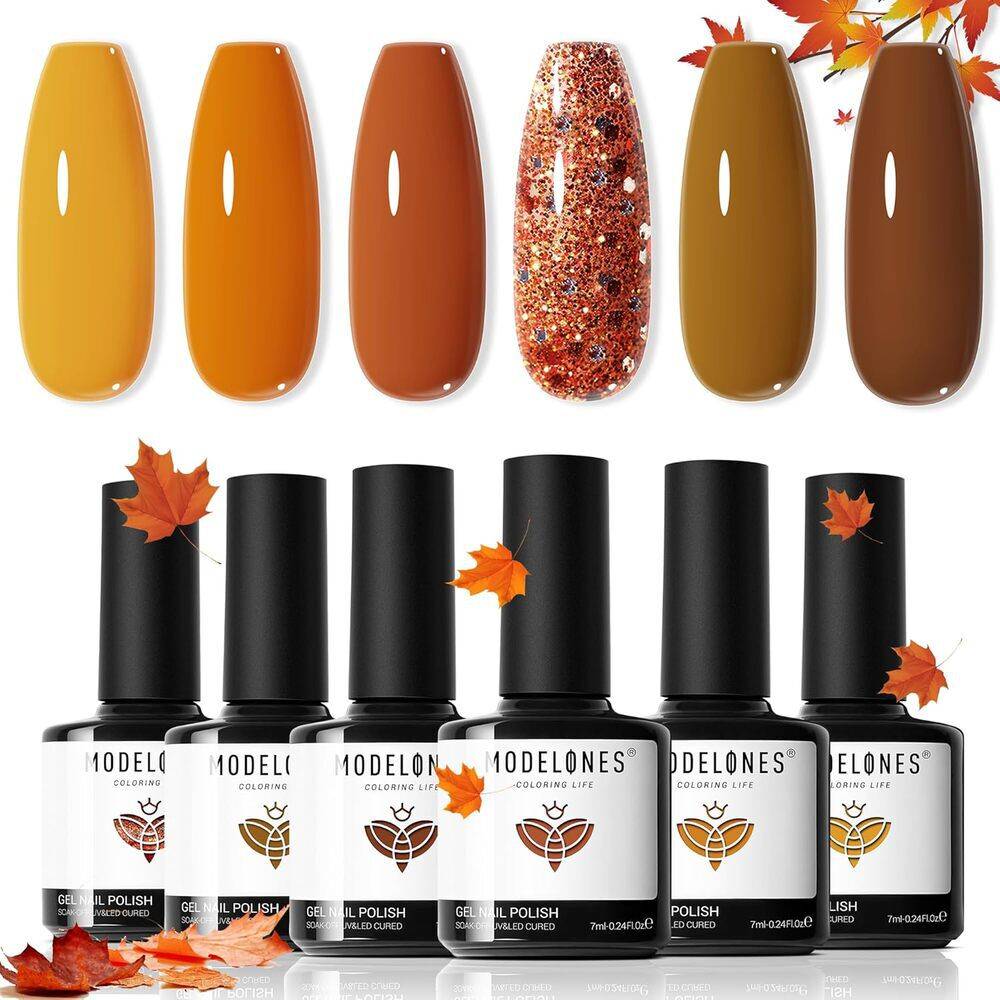 6 Shades Gel Nail Polish Set - Cozy Embers