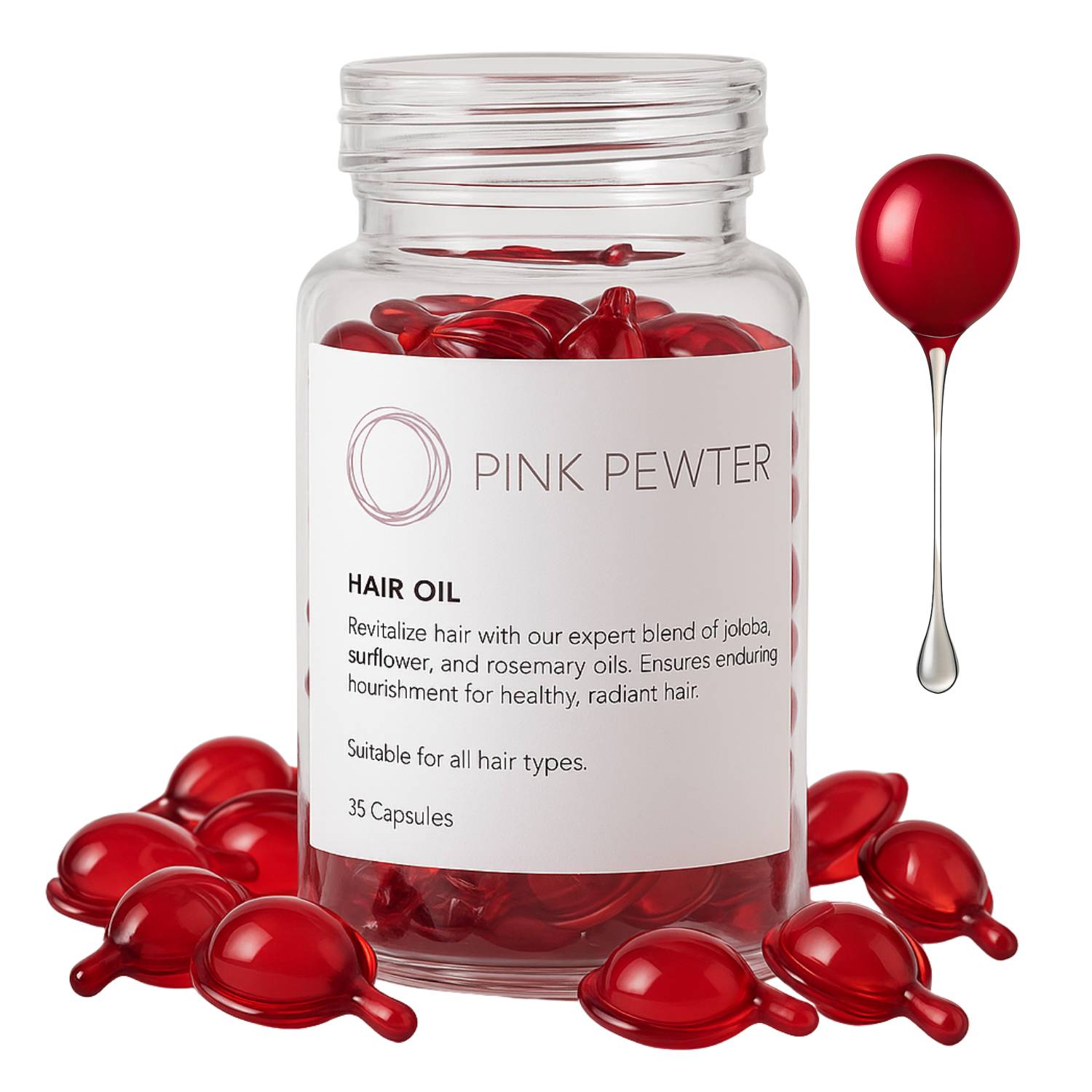 Hair Oil Capsules: Olive, Jojoba, Rosemary, Sunflower