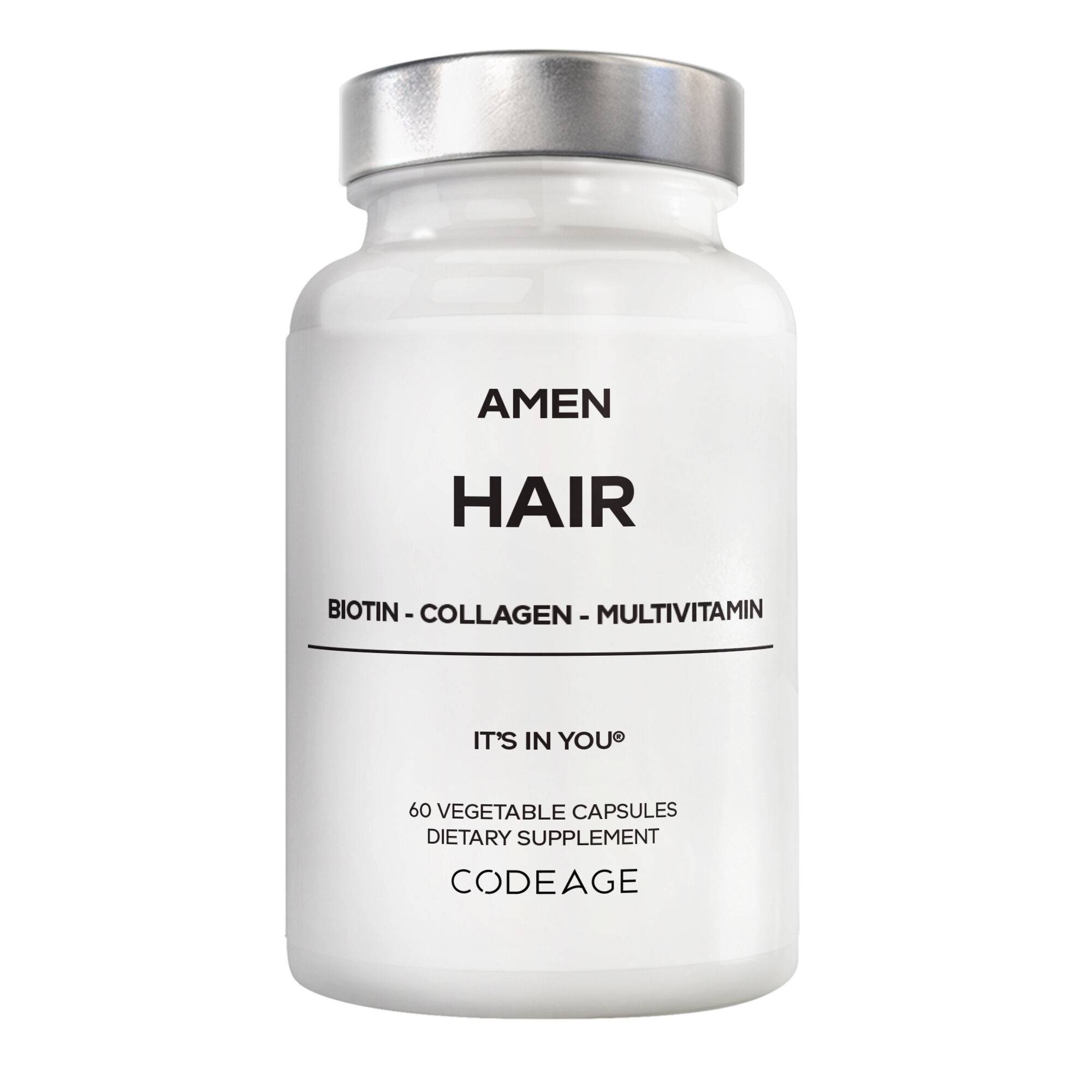 Amen Hair Vitamins - Biotin, Collagen Powder - Zinc, Horsetail Extract