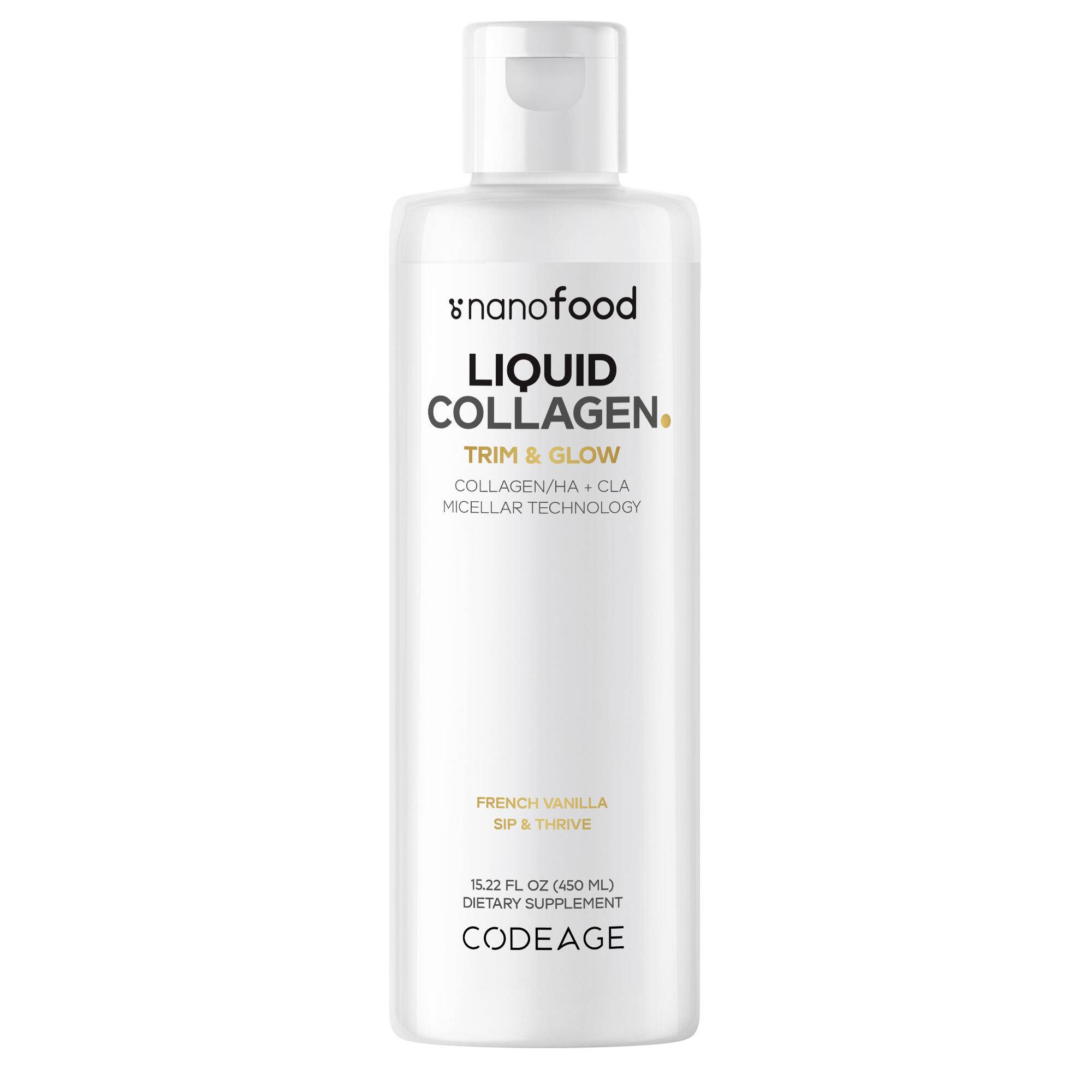 Liquid Collagen Supplement Vanilla Flavor Trim&Glow Liposomal Peptides