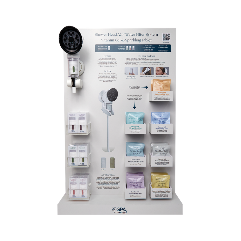 Shower Head with ACF Filter, Vitamin Gel, and Sparkling Tablet Display