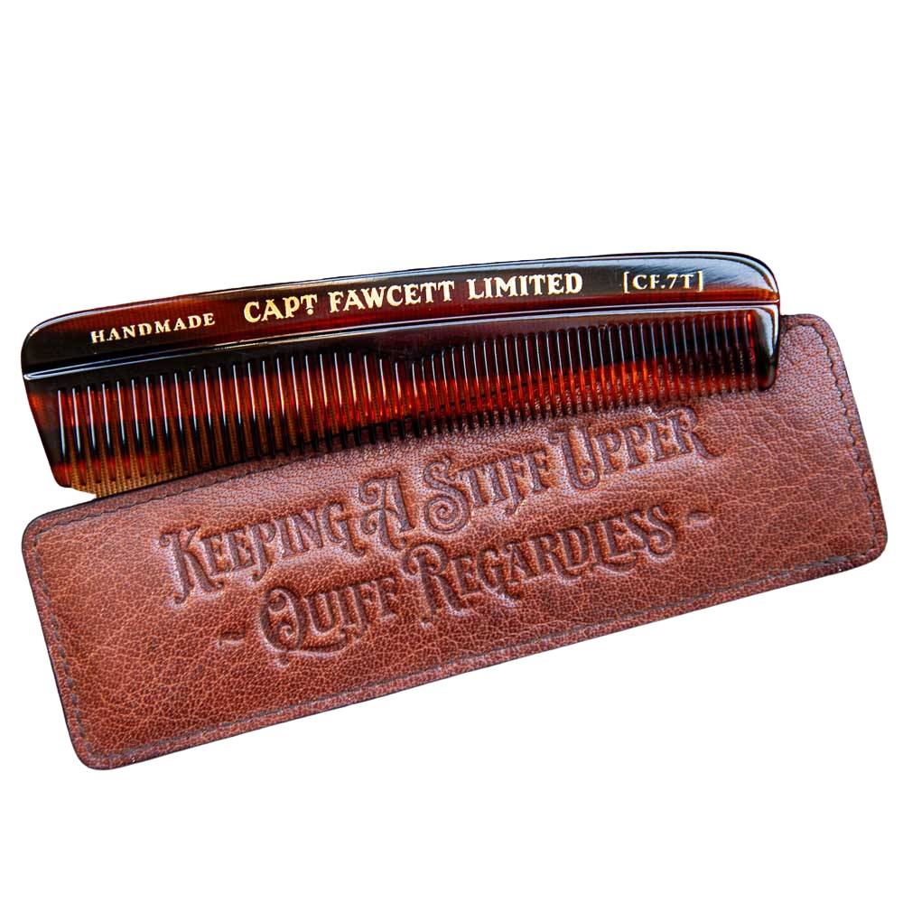 Pocket Hair Comb with Leather Sleeve