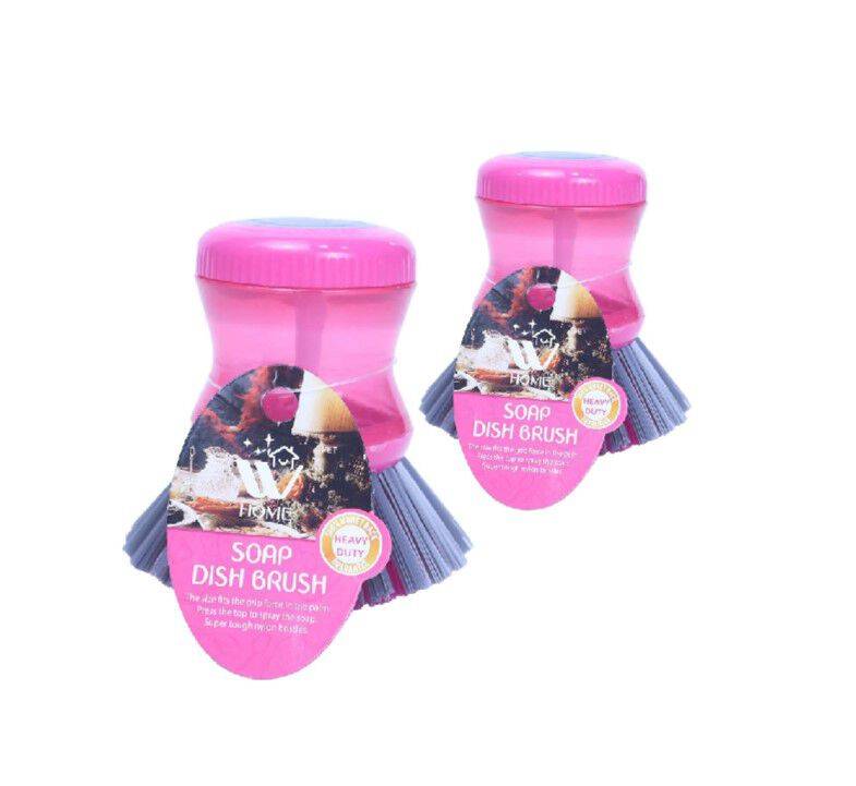 W Home Dish Scrubber with Soap Dispenser - 2 Pieces