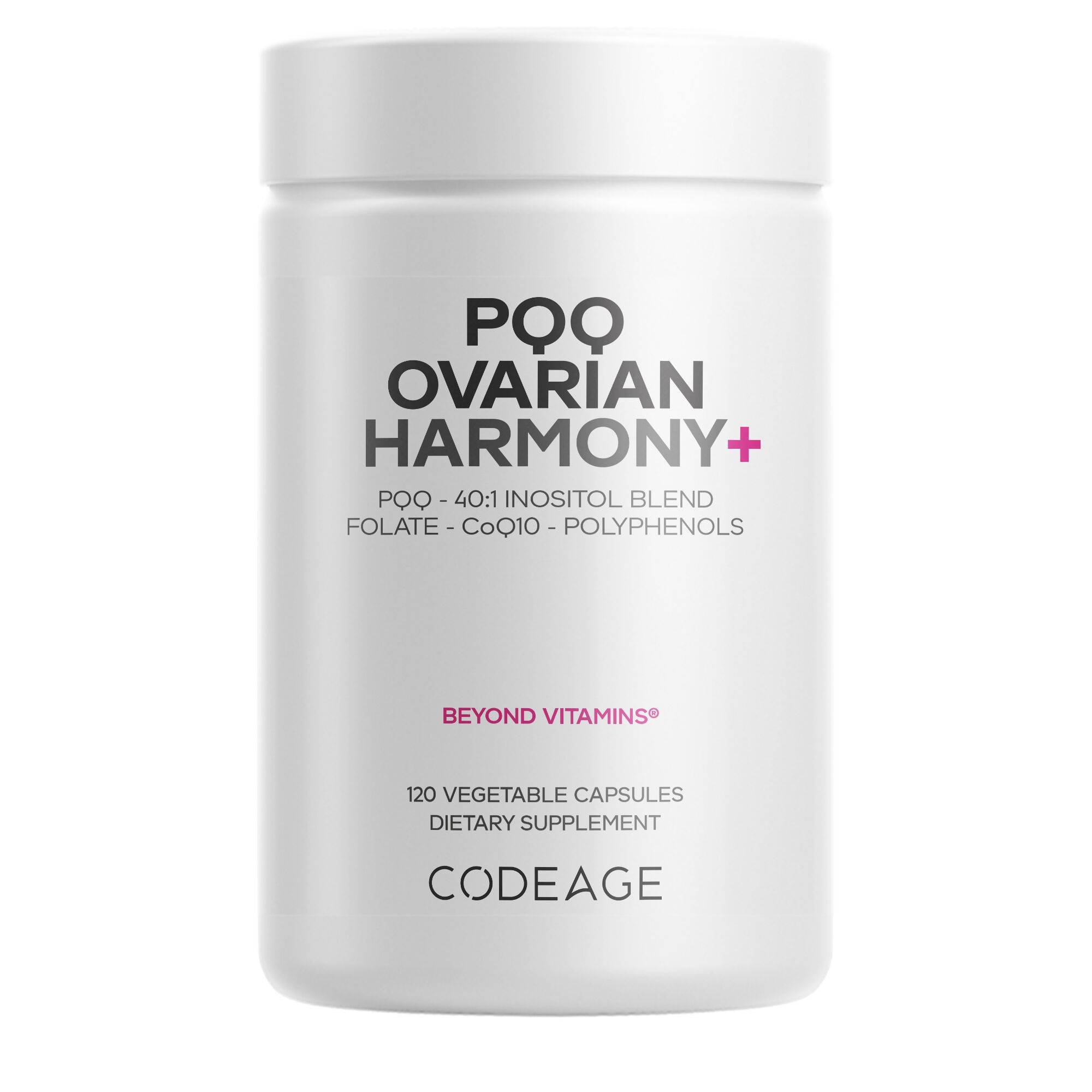 PQQ Ovarian Harmony+ Supplement - Folate 5-MTHF, Wild Blueberry