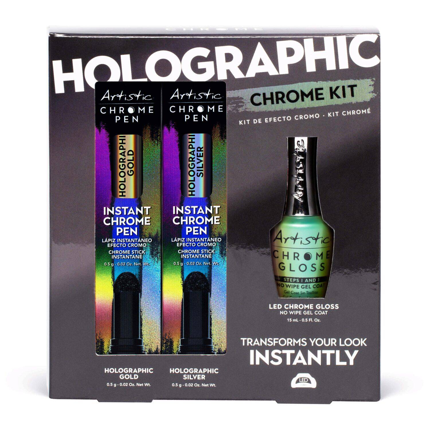 3Pc Kit - Silver Holographic, Gold Holographic & Chrome Gloss