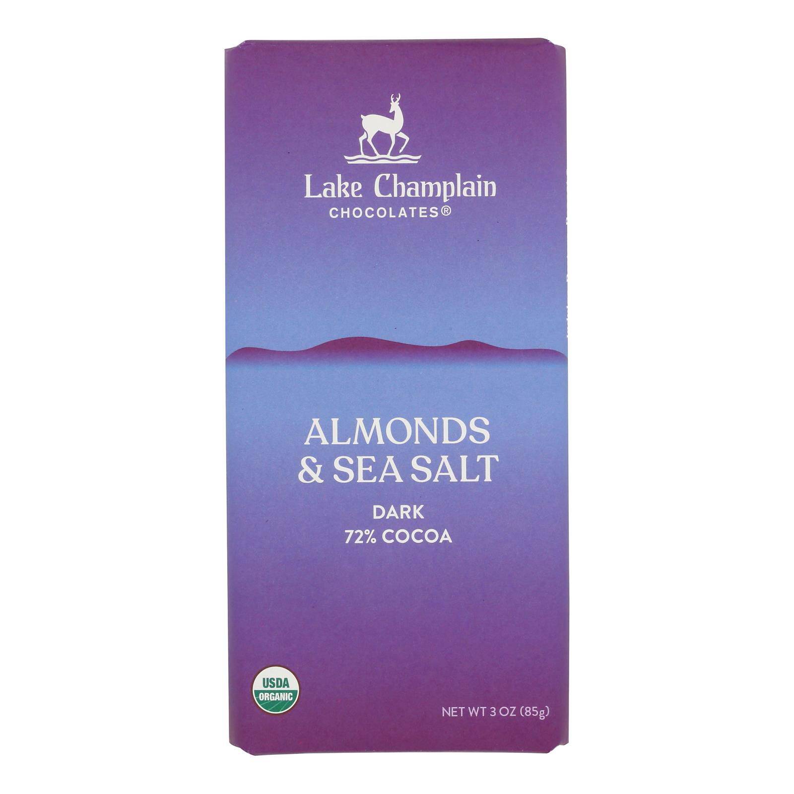 Dark Chocolate With Almonds & Sea Salt, 72% Cocoa - Case Of 12, 3 Oz