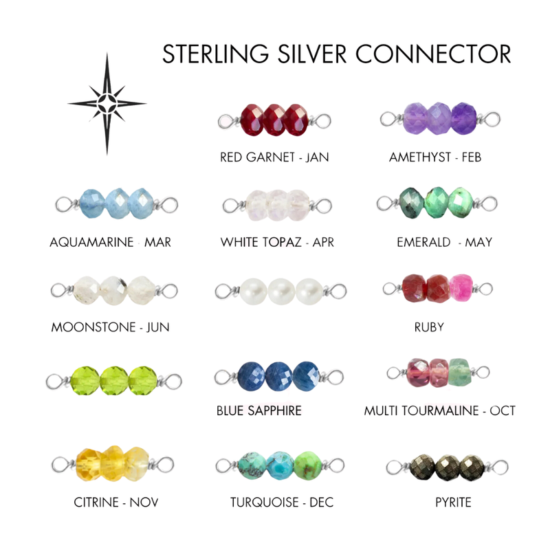 Birthstone Rock Candy Connectors|14mm |925 Sterling Silver