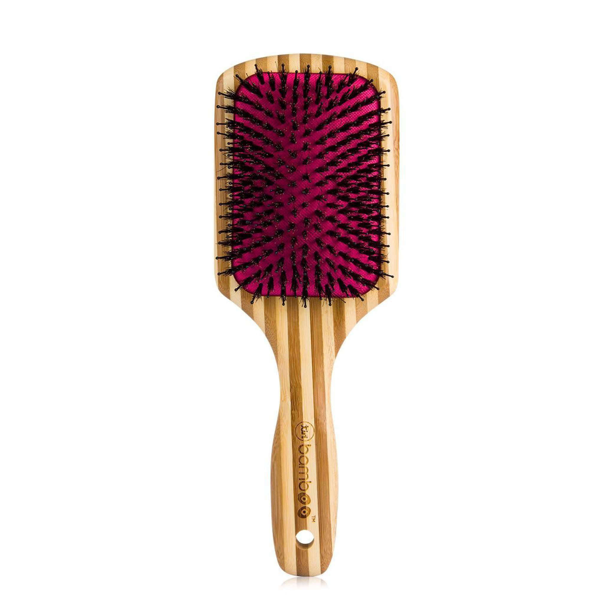 Bamboo XL Detangling Paddle Brush with Boar Bristles - Pink