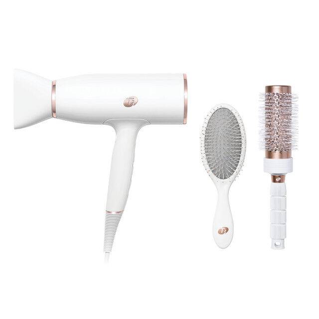 AireLuxe Hair Dryer (White & Rose Gold) with Brushes