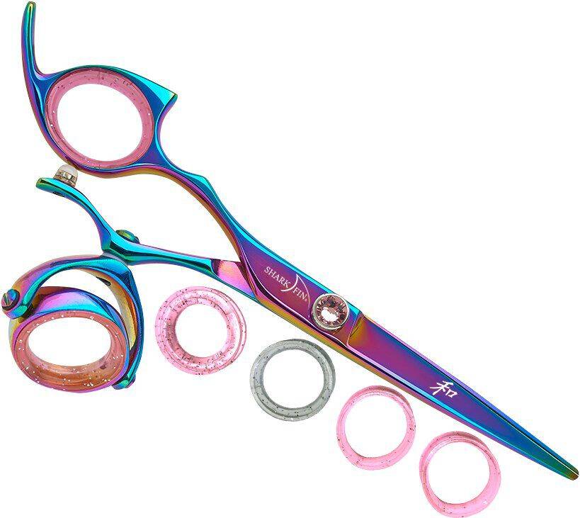 Left Hand Pro Plus Super Swivel Rainbow Titanium Cutting Shear