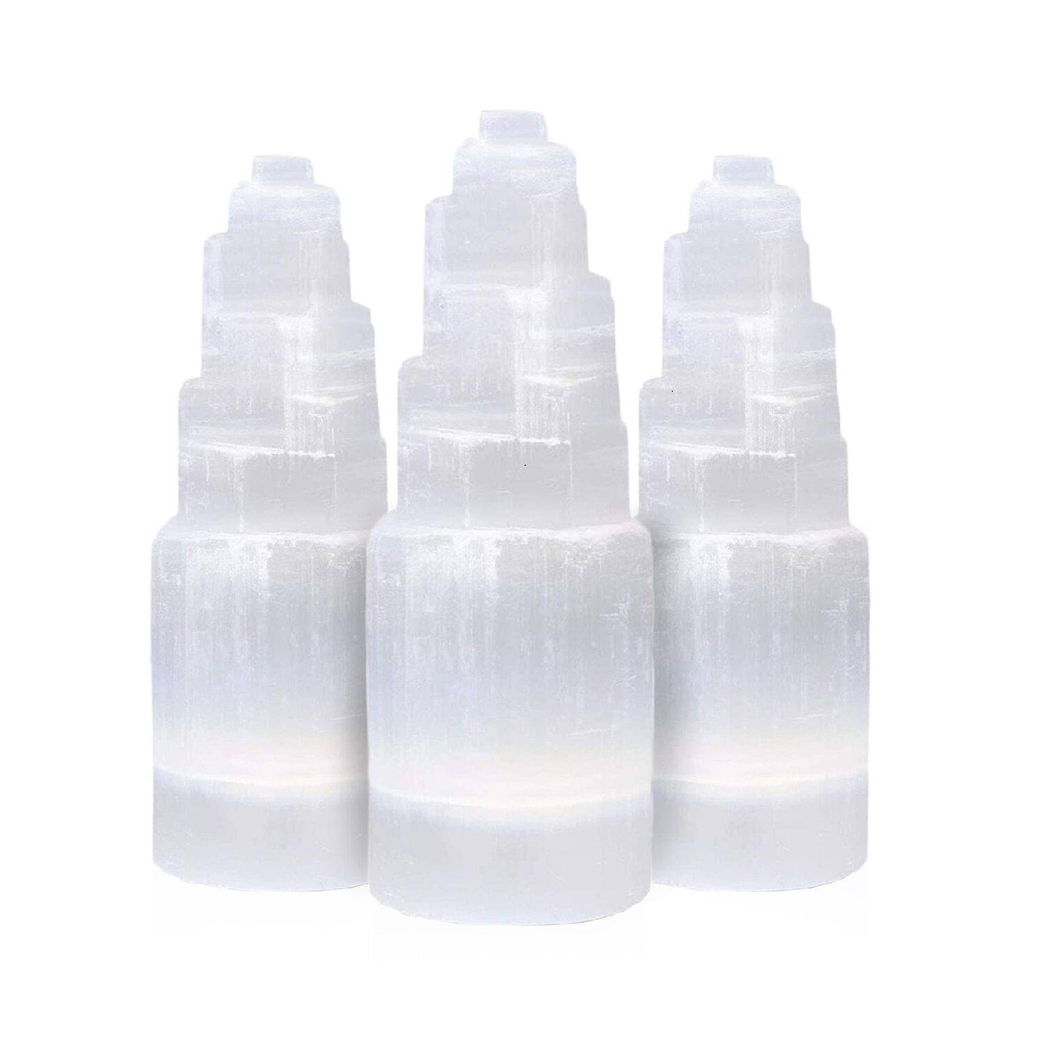 Himalayan Glow Selenite Crystal Skyscraper Tower 4" Each - 3 pcs