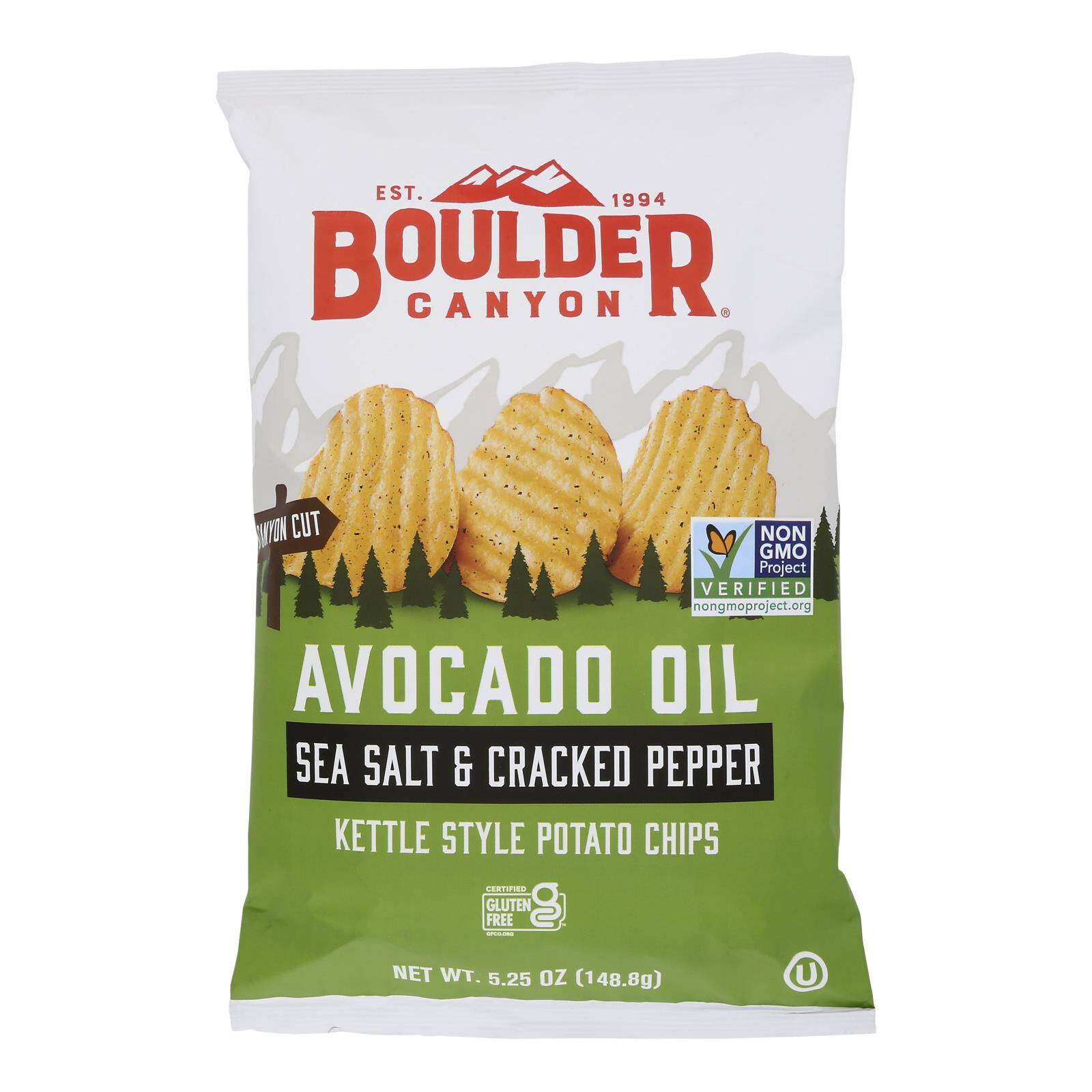 Avocado Oil Canyon Cut Potato Chips - Case Of 12, 5.25 Oz