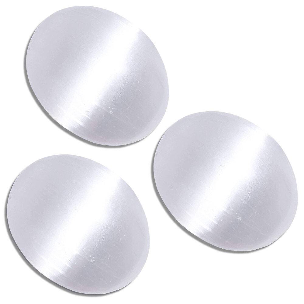 Himalayan Glow Selenite Palm Stone &ndash; High Energy Healing, 3 pcs