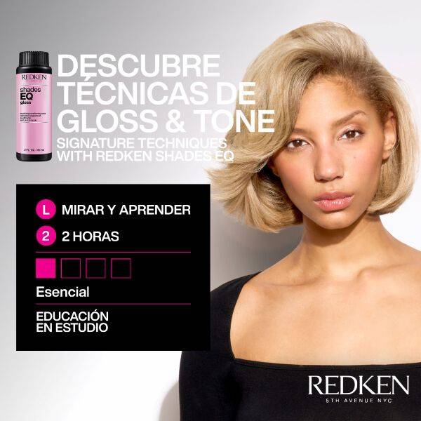 Descubre t&eacute;cnicas de "Gloss & Tone" con Redken Shades EQ