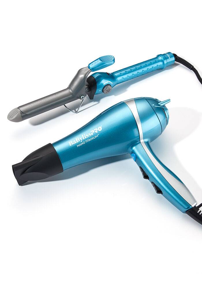 Nano Titanium 1" Curling Iron and Mid Size Dryer Duo