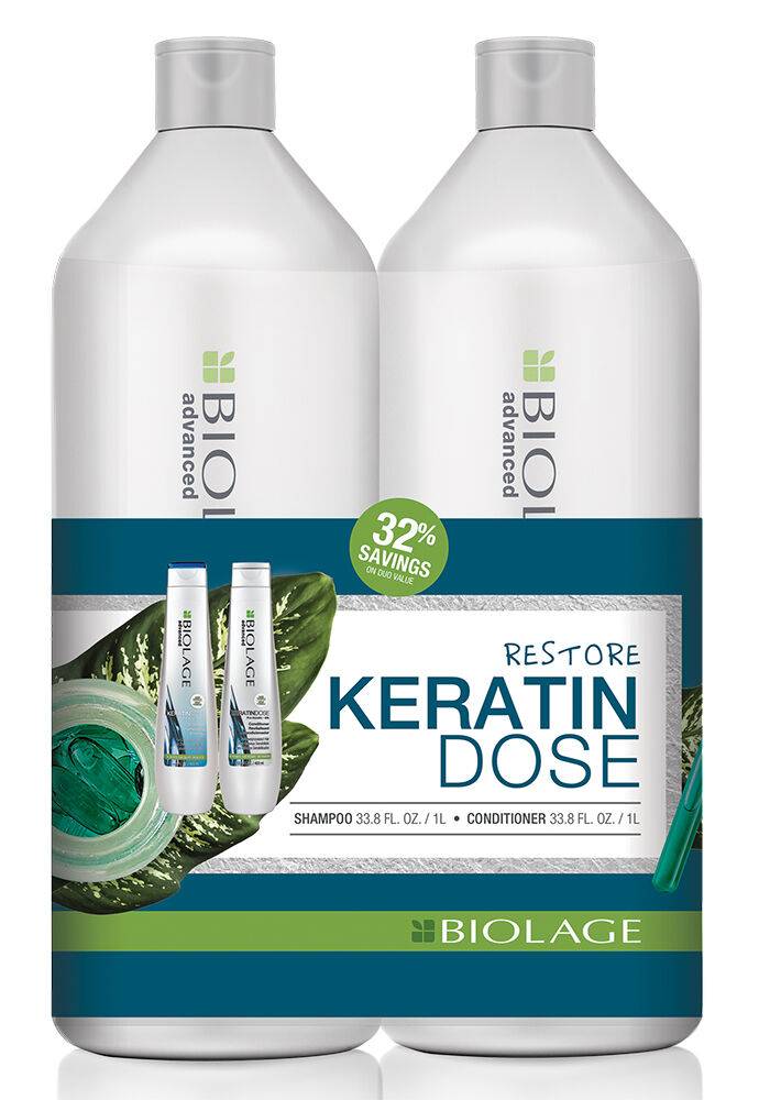 Advanced KeratinDose Shampoo and Conditioner Liter Duo