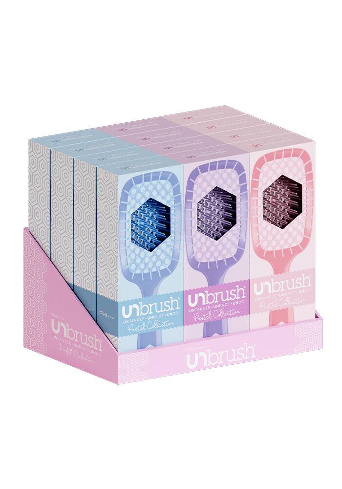 UNbrush Pastel Detangling Hair Brush Display